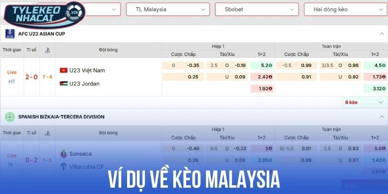 Tỷ Lệ Kèo Malaysia - Hiểu Rõ Để Soi Kèo Nhà Cái Chuẩn 2 Ví dụ về kèo Malaysia